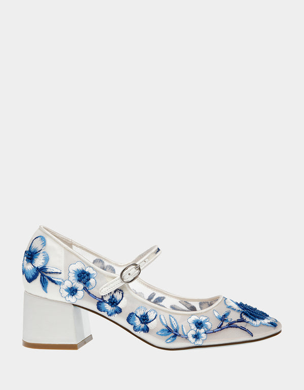 Floral Pattern Point Toe Mary Jane Flats, Multicolor Fashionable