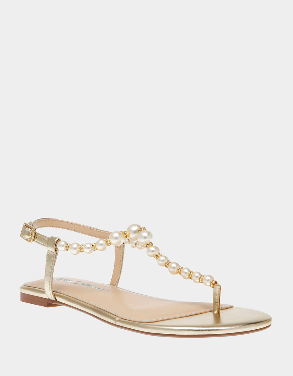 GAL GOLD Flat Thong Sandal | Women's Sandals – Betsey Johnson