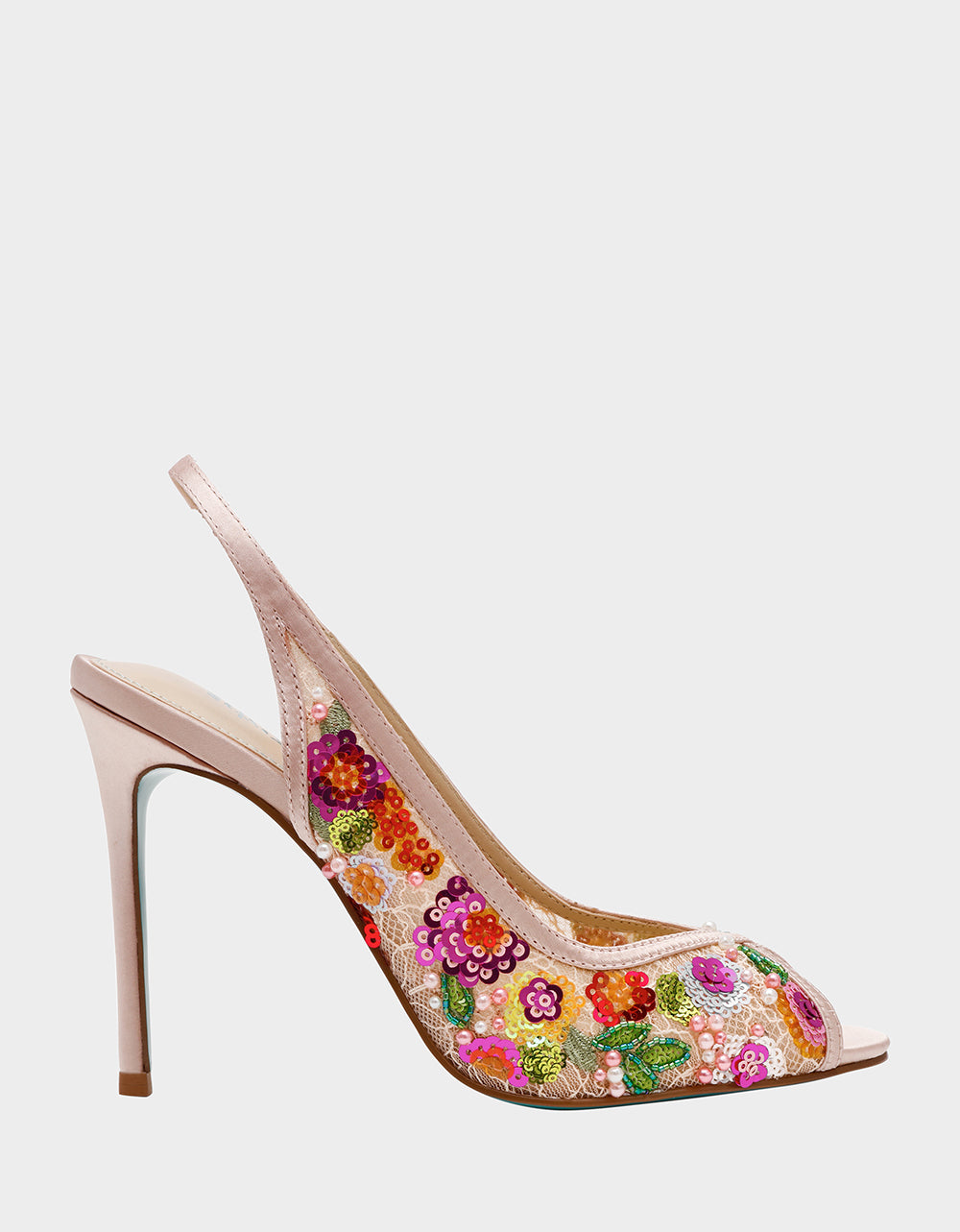 Gerri Reeves GERRI Nude Floral Embellished Peep-Toe Stiletto Women's Heel – Betsey ...