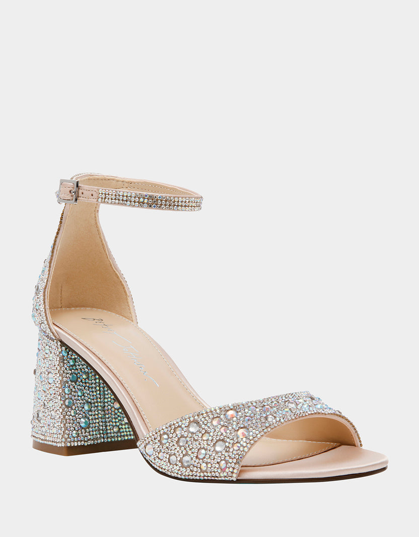 KAMI RHINESTONE Block Heel Open Toe Women's Heel – Betsey Johnson