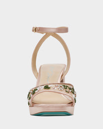 KIRRA NUDE Platform Strappy Square-Toe Block Heel | Women's Heels