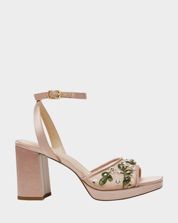 KIRRA NUDE Platform Strappy Square-Toe Block Heel | Women's Heels