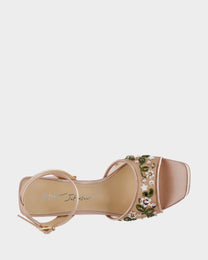 KIRRA NUDE Platform Strappy Square-Toe Block Heel | Women's Heels