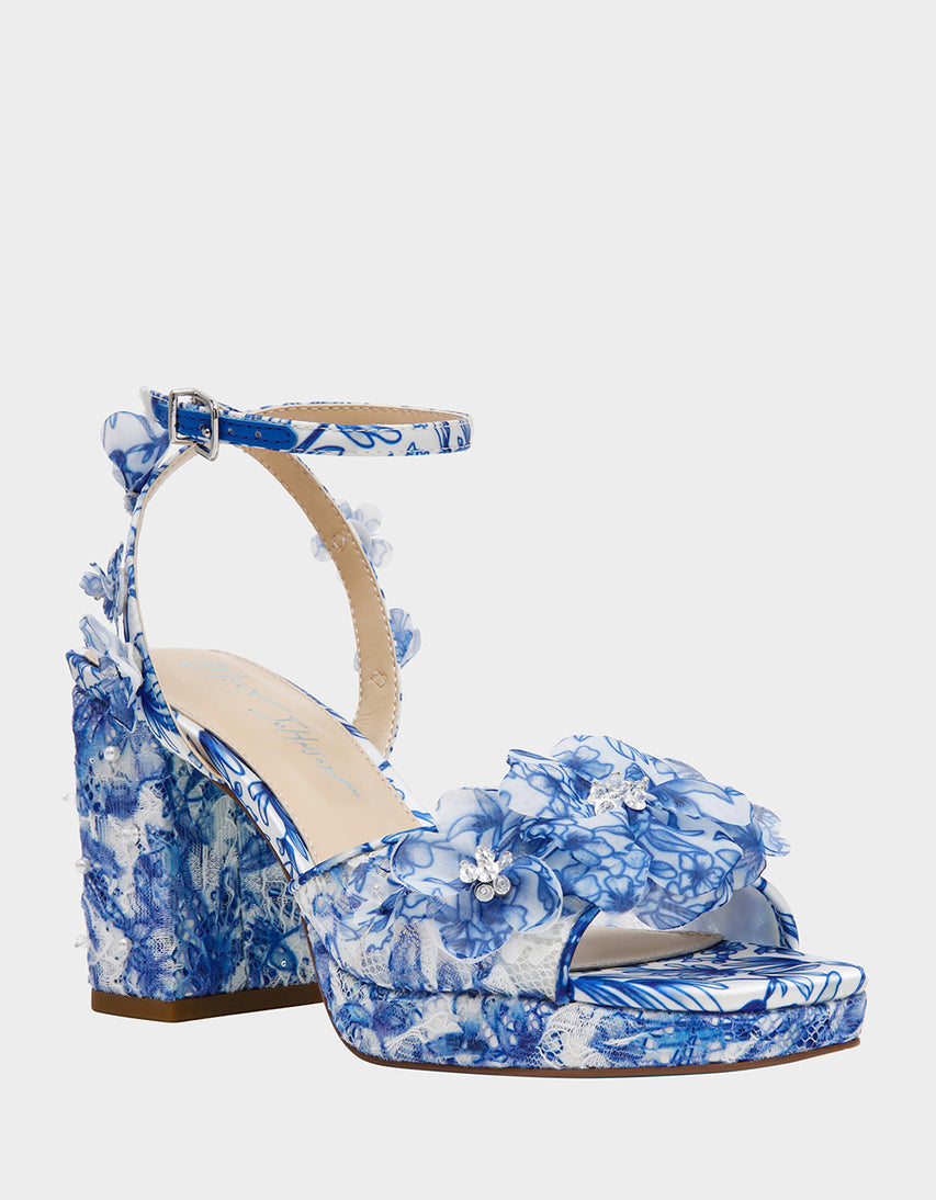 MARTA WHITE/BLUE FLORAL - SHOES - Betsey Johnson