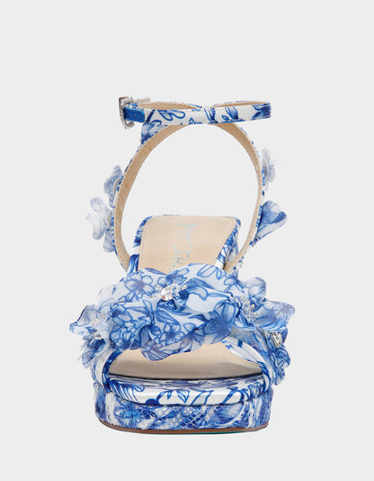 MARTA WHITE/BLUE FLORAL - SHOES - Betsey Johnson