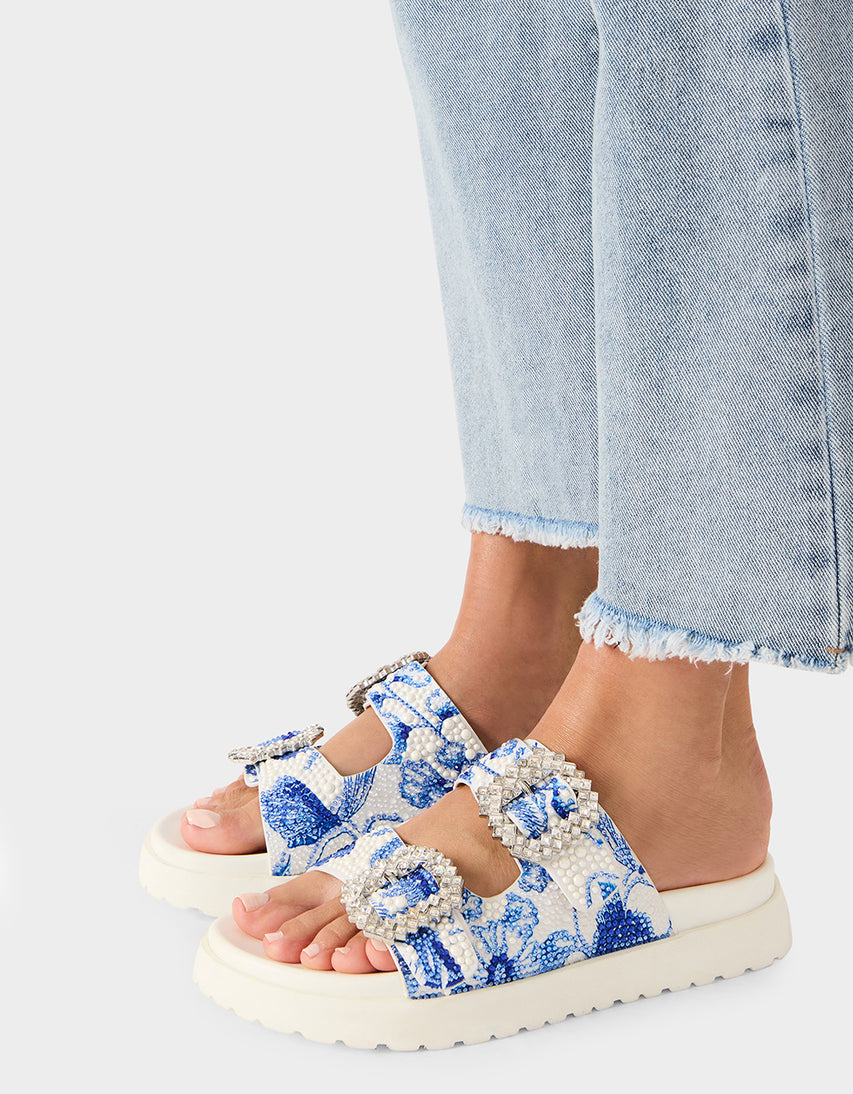 MATIE WHITE BLUE FLORAL - SHOES - Betsey Johnson