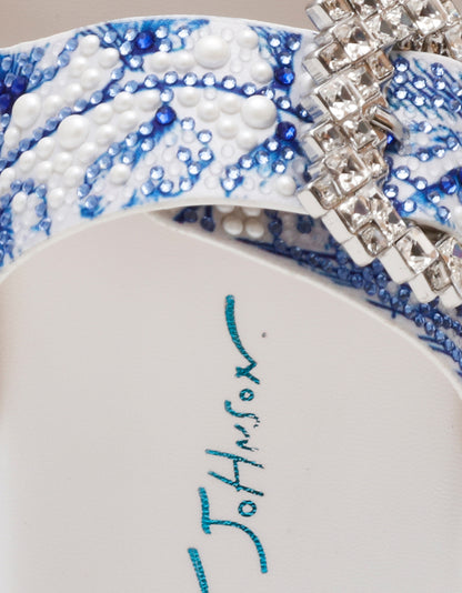 MATIE WHITE BLUE FLORAL - SHOES - Betsey Johnson