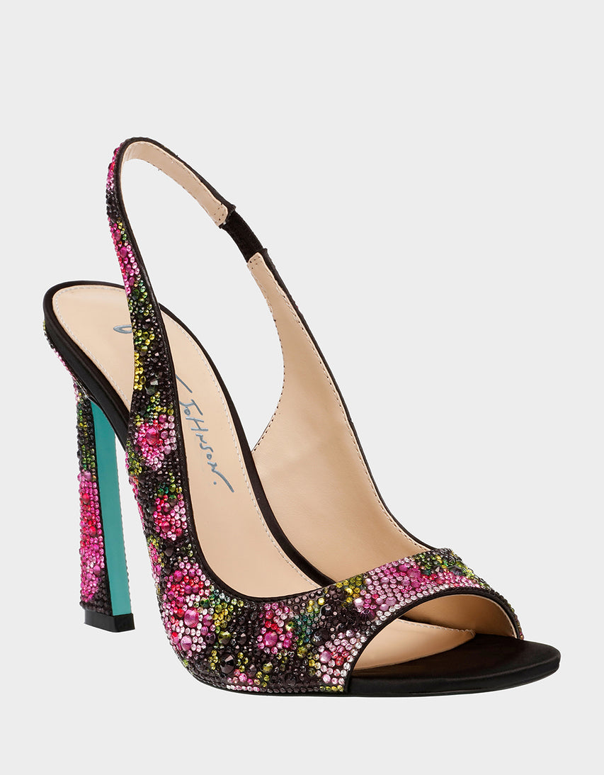 MINA BLACK/PINK FLORAL - SHOES - Betsey Johnson