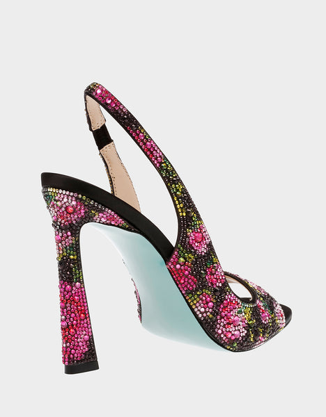 Buy Qupid Pink & Black Floral Print Stilettos - Heels for Women 1227479 |  Myntra
