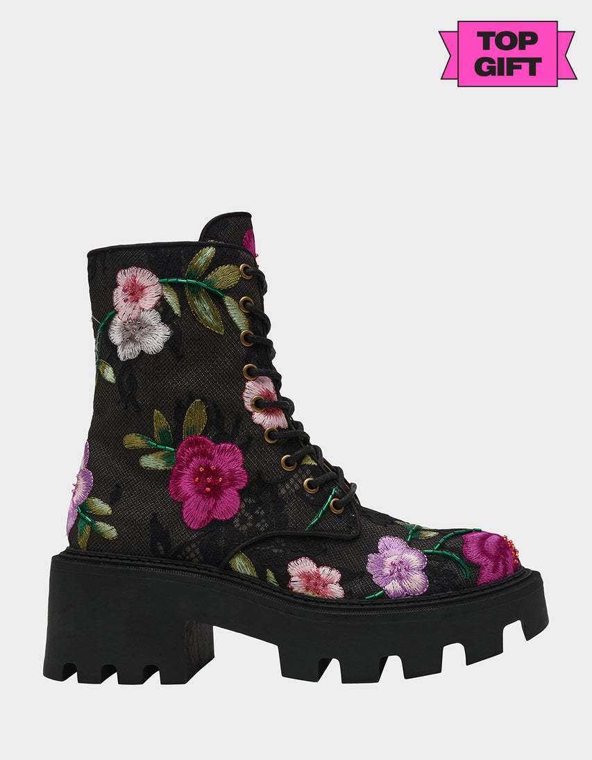 POLLI BLACK FLORAL MULTI - SHOES - Betsey Johnson