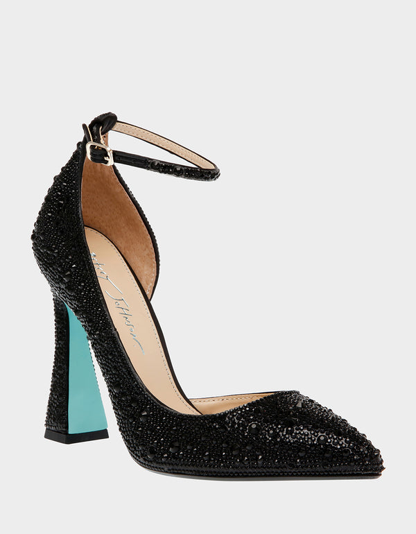 Amazon.com | J's.o.l.e Women's Sparkly Open Toe Low Block Heel Rhinestone  Dress Sandals Wedding Shoes for Bride Black US Size 6 | Heeled Sandals