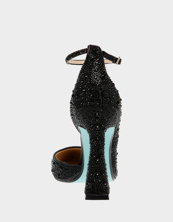 Nelly Bernal IN Stock NOW Wavy Multi Strap High Heels Black Glitter Shoes |  Totally Wicked Footwear