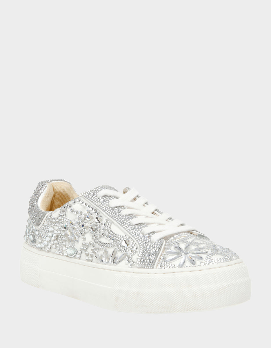 REILY WHITE Rhinestone Bridal Sneaker | Rhinestone Sneakers – Betsey ...