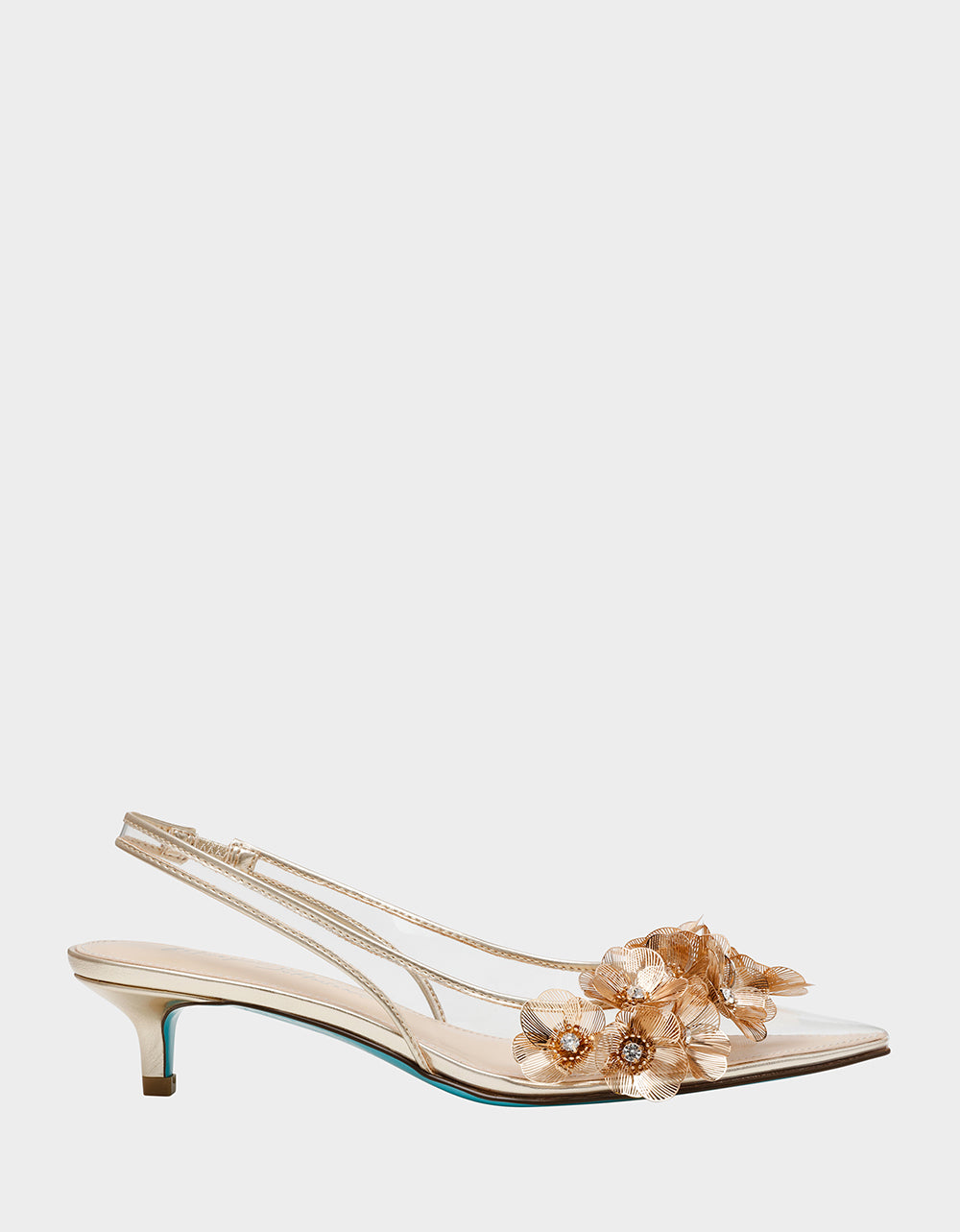 ROBIN GOLD Slingback Flower Kitten Heel | Women's Heels – Betsey Johnson