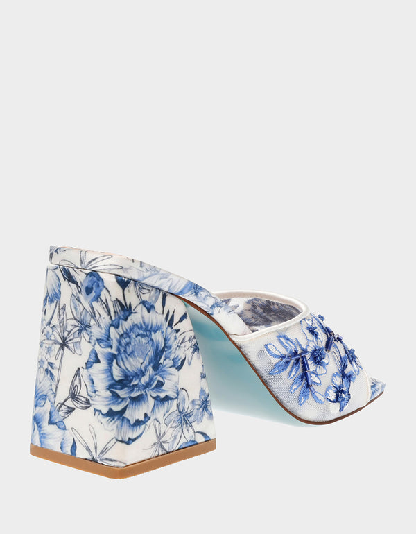 ROO BLUE FLORAL Slip On Heel | Women's Heels – Betsey Johnson