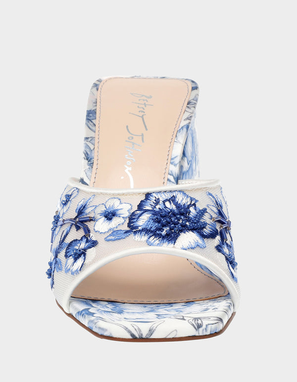 ROO BLUE FLORAL Slip On Heel | Women's Heels – Betsey Johnson