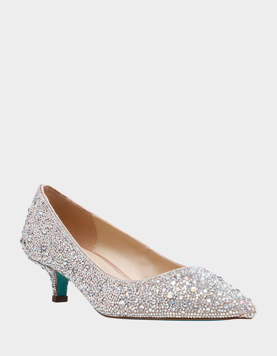 SCOUT RHINESTONE Bridal Kitten Heel | Women's Low Heels – Betsey Johnson