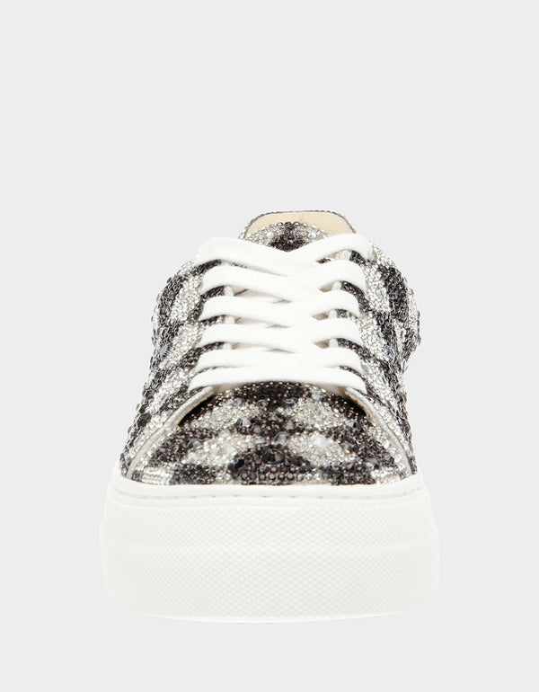 SIDNY CHECKERS Rhinestone Sneaker  Sparkly Print Sneakers – Betsey Johnson