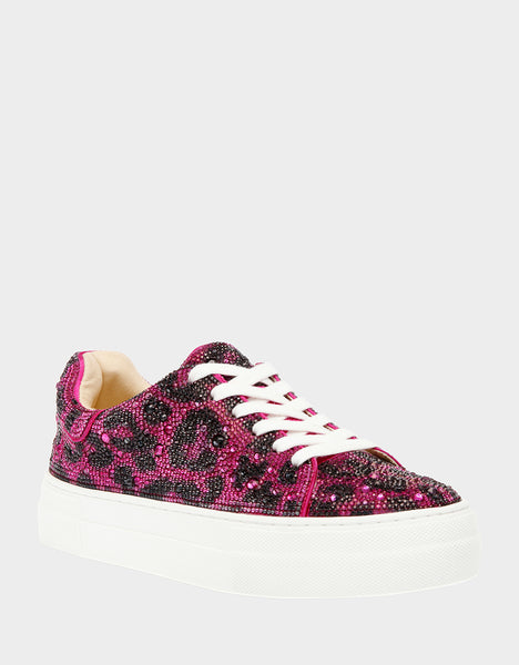 SIDNY PINK LEOPARD Rhinestone Sneakers | Sparkly Sneakers – Betsey Johnson