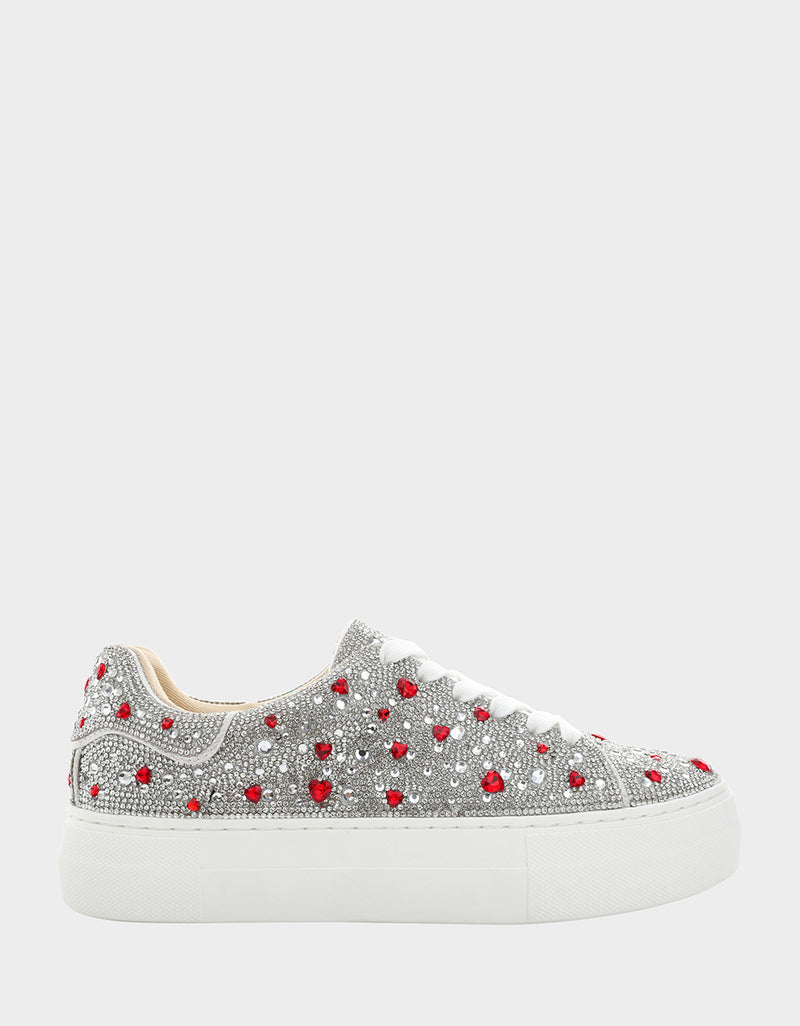 Sequin Sensation Casual Sneakers by Liv and Mia, Silver / 13