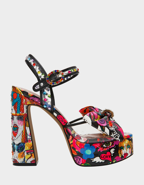 SHELLEY BRIGHT MULTI Women's Block Heel Platform Sandal – Betsey