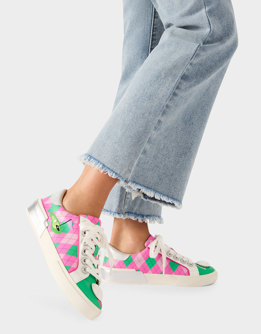 SHERRIE PINK/GREEN MULTI Women's Low-Top Lace-Up Sneaker – Betsey Johnson