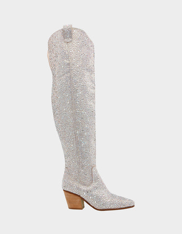 Rhinestone fashion over the knee boots