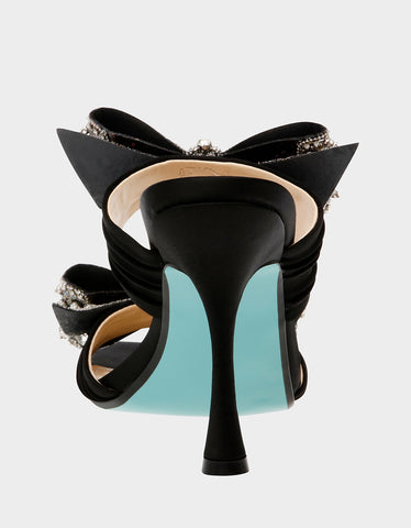 MIDGE BLACK Rhinestone Bow Heels Betsey Johnson