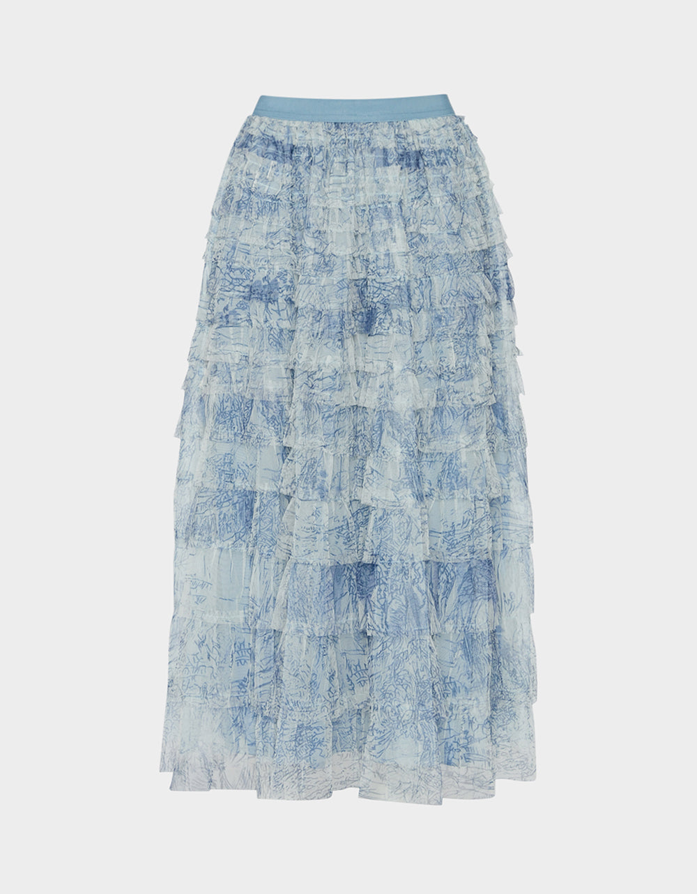 RUFFLED MAXI SKIRT DUSTY BLUE - APPAREL - Betsey Johnson - view 2