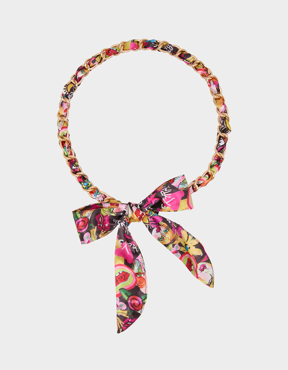 SCARF AND CHAIN TIE BELT BLACK MULTI - ACCESSORIES - Betsey Johnson