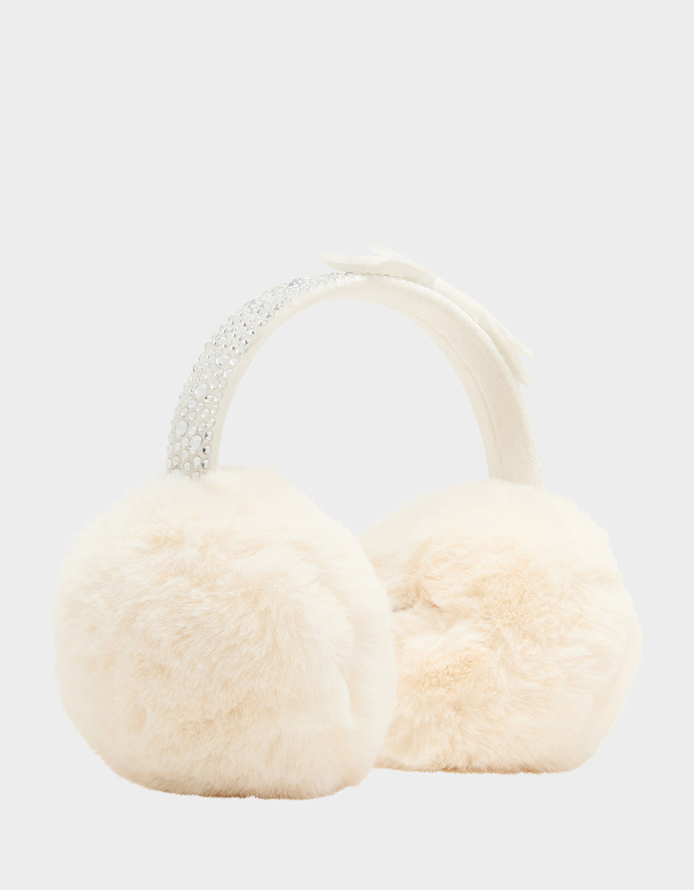 VELVET BOW EARMUFF WITH RHINESTONES IVORY
