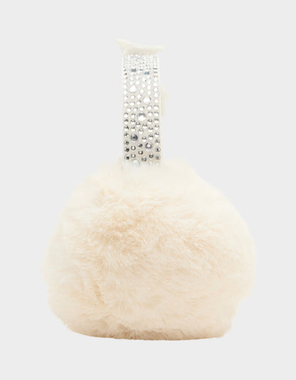 VELVET BOW EARMUFF WITH RHINESTONES IVORY