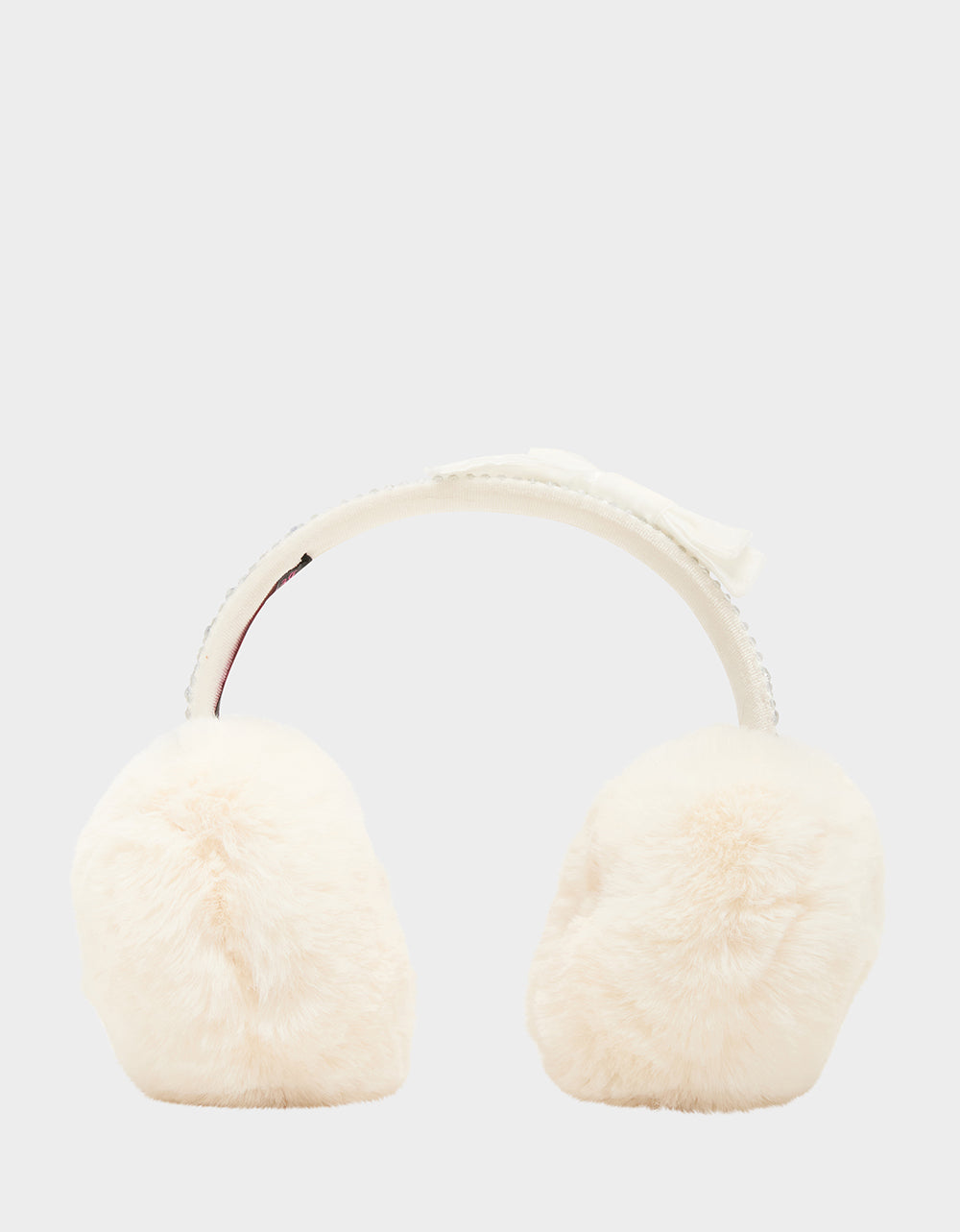 VELVET BOW EARMUFF WITH RHINESTONES IVORY