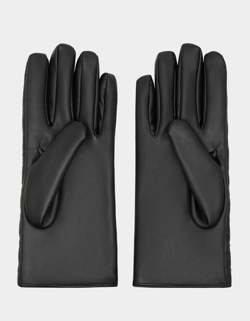 QUILTED GLOVE WITH HEART STUDS BLACK - ACCESSORIES - Betsey Johnson