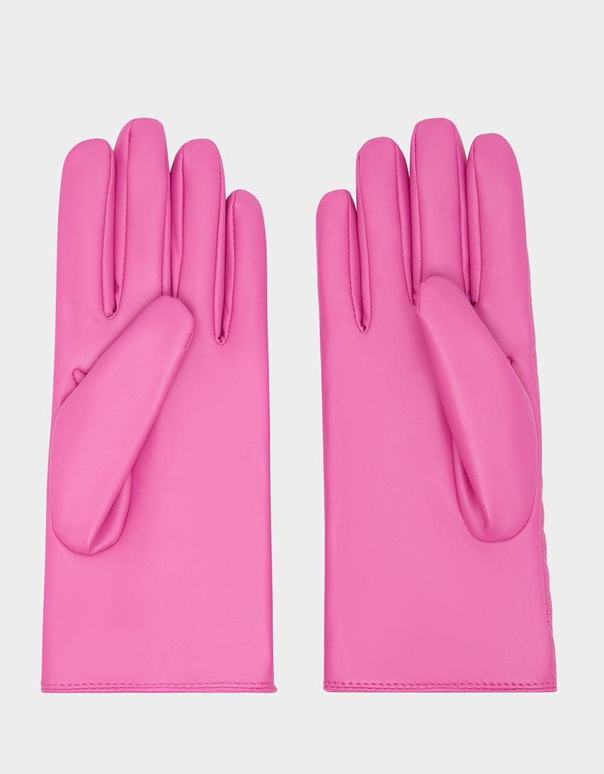 QUILTED GLOVE WITH HEART STUDS FUCHSIA - ACCESSORIES - Betsey Johnson