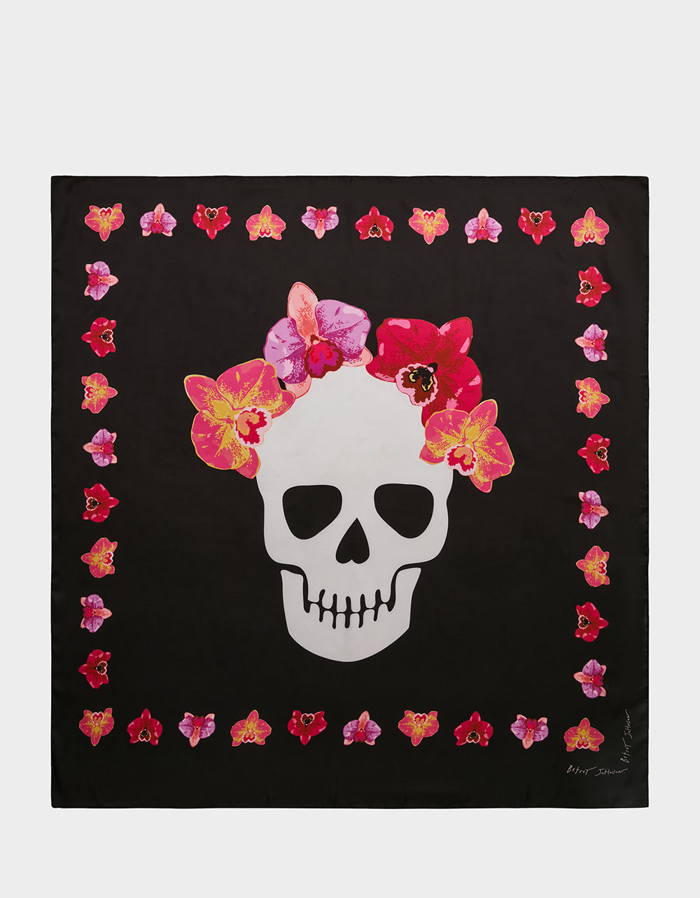 FLORAL SKULL SQUARE 35" X 35" SCARF BLACK - ACCESSORIES - Betsey Johnson - view 3