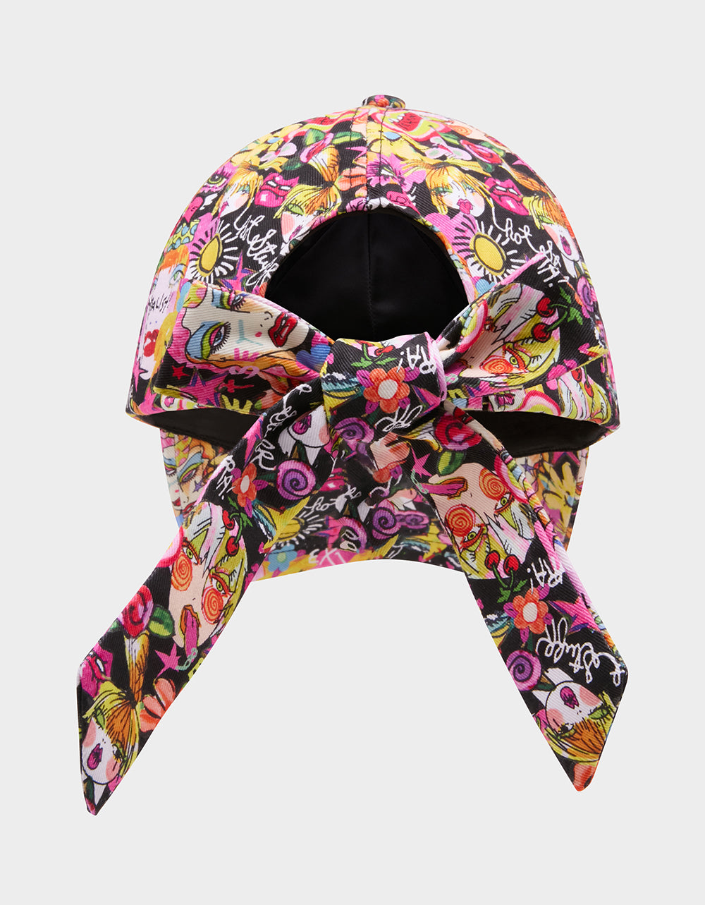 PRINTED BASEBALL HAT WITH BOW TIE BLACK MULTI - ACCESSORIES - Betsey Johnson - view 3