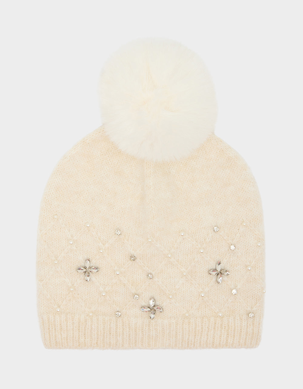 POM BEANIE & FRINGE SCARF BOX IVORY - view 3