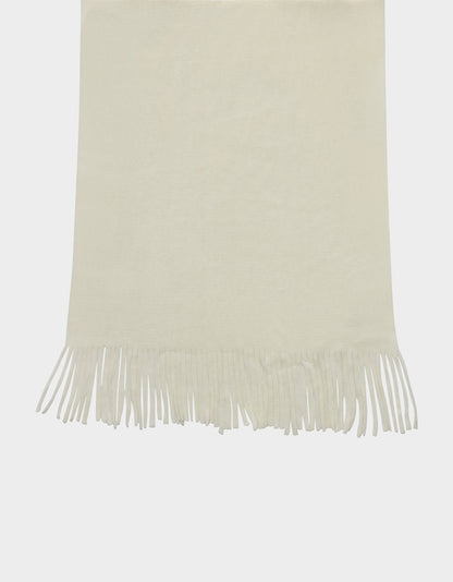 POM BEANIE & FRINGE SCARF BOX IVORY