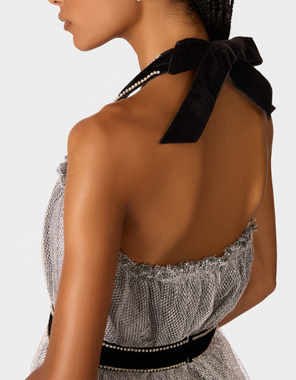 SILVER & BLACK TULLE DRESS - APPAREL - Betsey Johnson