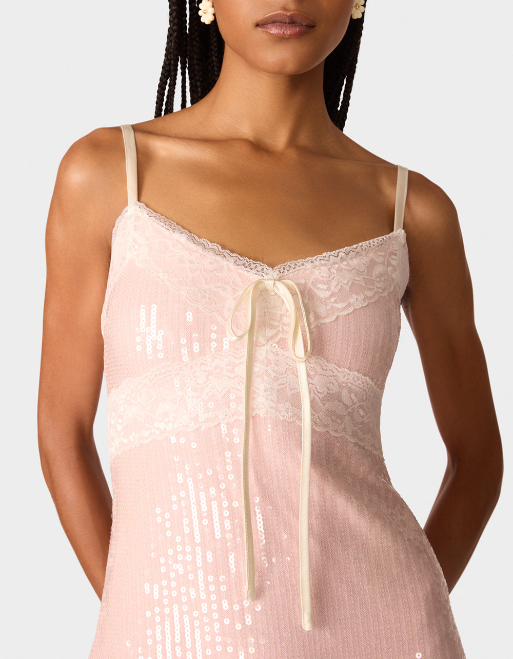 PINK & WHITE SLIP DRESS - APPAREL - Betsey Johnson - view 6