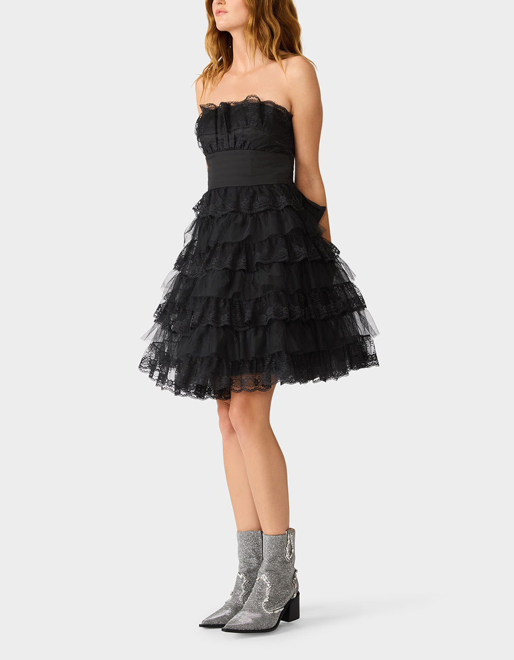 ARCHIVE LACE & TULLE TIER DRESS BLACK - APPAREL - Betsey Johnson - view 3