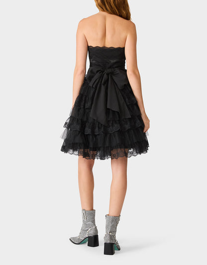 ARCHIVE LACE & TULLE TIER DRESS BLACK - APPAREL - Betsey Johnson