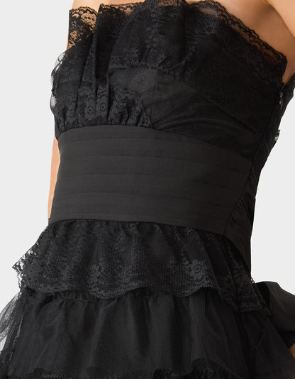 ARCHIVE LACE & TULLE TIER DRESS BLACK - APPAREL - Betsey Johnson