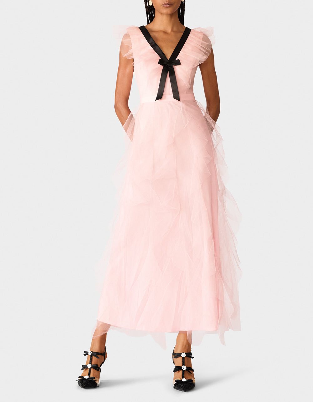 PINK TIERED BOW DRESS