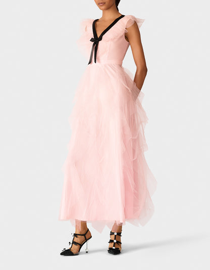 PINK TIERED BOW DRESS - APPAREL - Betsey Johnson