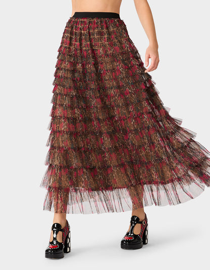 LOVELY LAYERS SKIRT LEOPARD ROSE