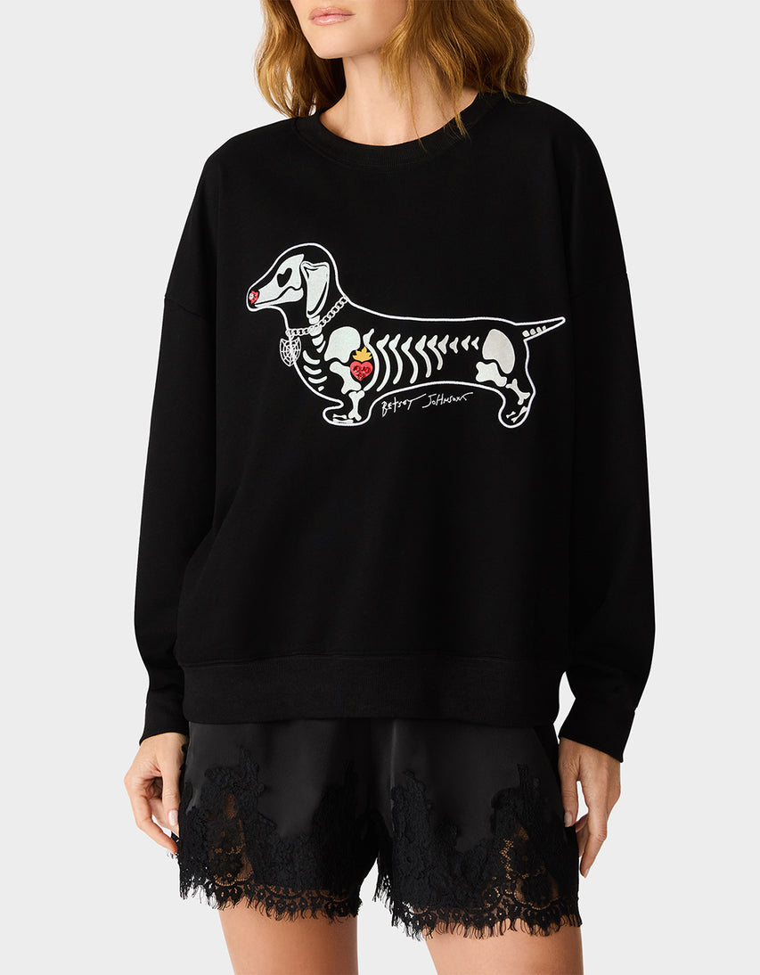 HALLOWEENIE SWEATSHIRT BLACK - APPAREL - Betsey Johnson