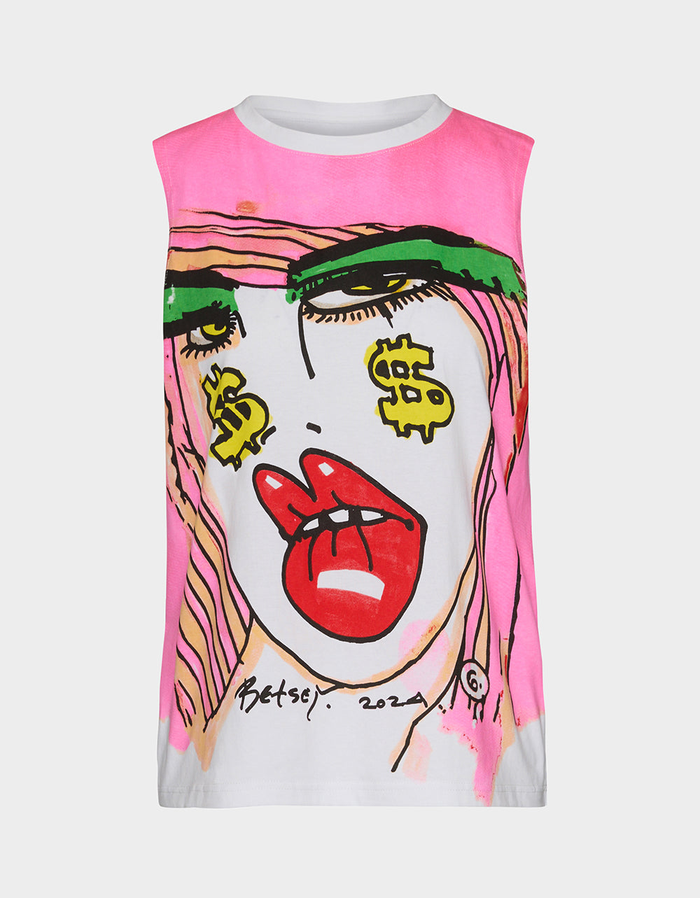 BETSEY FACE TANK GRAPHIC PINK - APPAREL - Betsey Johnson - view 2