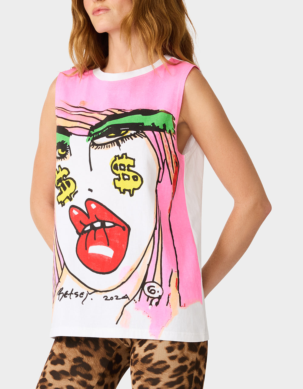 BETSEY FACE TANK GRAPHIC PINK - APPAREL - Betsey Johnson - view 5